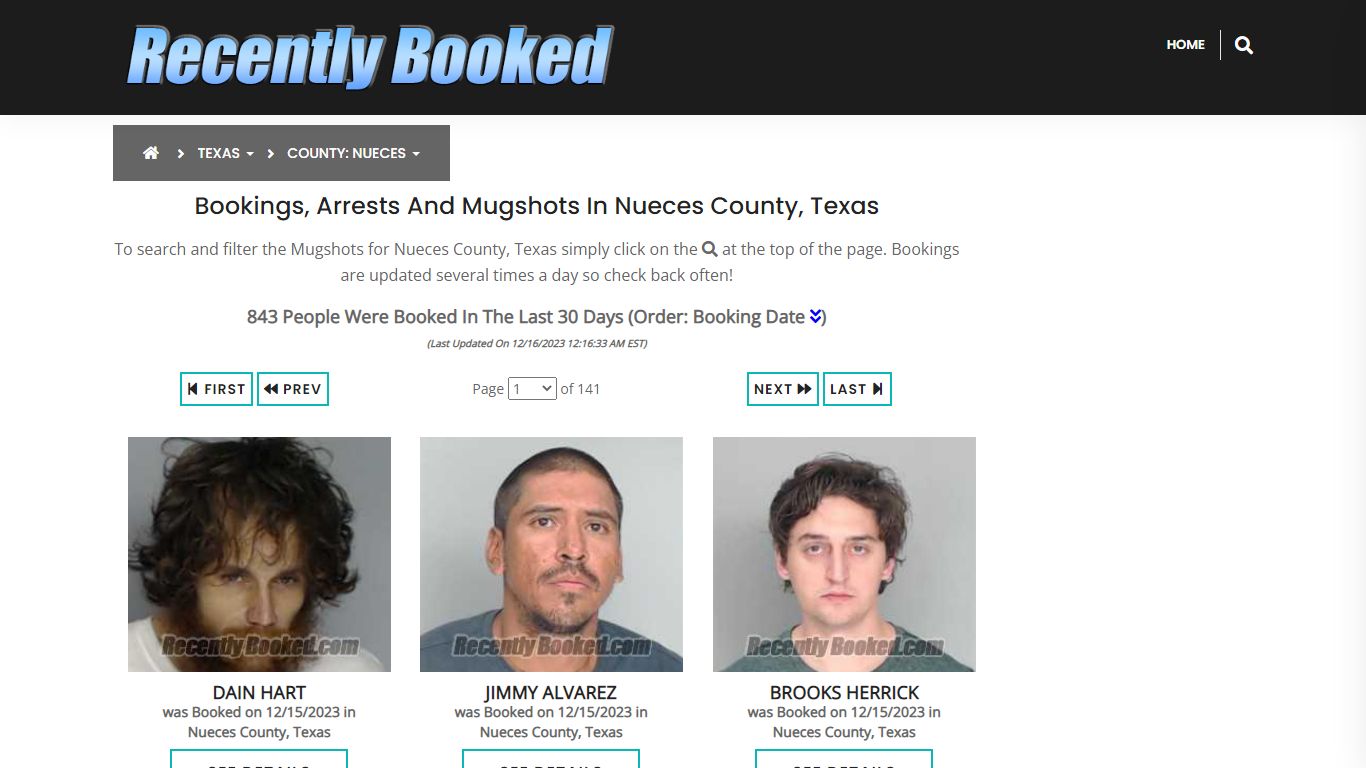 Recent bookings, Arrests, Mugshots in Nueces County, Texas